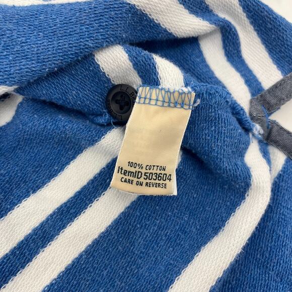 L.L. Bean Mens L Half Button Pullover Hoodie Blue White Striped Long Sleeve - Picture 6 of 11